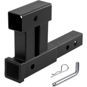 Taelakeni 4000lbs Dual Hitch Extender Receiver Double Trailer Hitch Extension 10-12 Inch Length Adjust, Fits for 2" Trailer Receivers, 6 Inch Rise or Drop, Come with 5/8" Hitch Pin