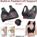 WOWENY Seamless Lace Mesh Bralettes Back Smoothing Bra Comfortable Wirefree Plus Size Everyday Bras for Women (Red, S)