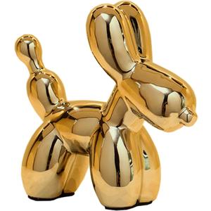 Ceramic Balloon Dog Statues Gold Home Decor Modern Decorative Ceramic Animal Statues Ornaments for Living Room Bedroom Office Desktop Cabinets Cute Dog (Medium)