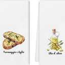 Funny Baking Kitchen Towels Set - Gifts for Bakers Chef Italian, Baking Lovers Gifts, Formaggio E Aglio Olive Oil Hand Towels Dishcloth for Kitchen Decorative 16x24, Set of 2