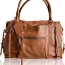 Women's Large Tote Bag City Tote Bag Purse with Zipper Women Vegan Leather Hobo Handbags with Adjustable Strap (Brown)