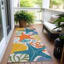2' x 6' Washable Indoor Outdoor Runner Rug for Hallway, Kitchen, Outdoor, Stain Resistant, Easy Clean, Orange Coastal Runner Rug for Indoor, Patio, Deck, Porch, Kitchen, Hallway, Laundry Room