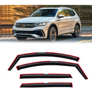 in-Channel Rain Guards for Volkswagen (VW) Tiguan 2018-2024, Window Visor Shields Vent Deflector Shade Wind Dark Smoke 2019 2020 2021 2022 2023 18 19 20 21 22 23 24, Tape-On Inside-Mount, 4PCS