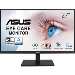 ASUS VA27DQSB 27 Monitor, 1080P Full HD, 75Hz, IPS, Adaptive-Sync, Eye Care, HDMI DisplayPort VGA USB Hub, Frameless, Ergonomic Design, VESA Wall Mountable,Black