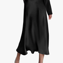 Skirts for Women Jacquard High Waist Skirt Black Elegant Midi Skirt Satin(xs)