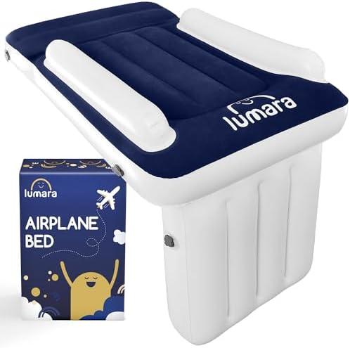 LUMARA Toddler Airplane Bed - Inflatable Airplane Bed for Toddlers, Plane Baby Seat Extender for Kids - Blow Up Air Mattress for Child Flight Sleep with Safety Belt, Innovative Valves, No Pump Needed