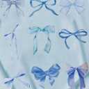 Girl's Bow Graphic Tees Crew Neck Short Sleeve Summer T Shirts Preppy Cute Clothes for Girls (Blue)