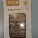 10 Boho Bracelets, Braided & Stretch Hair Ties for Thick/Thin Hair, 5 Styles, Light Coffee Colors - No Damage Ponytail Holders
