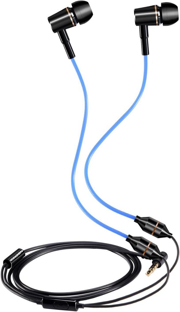 KINDEN Air Tube Earbuds Headphone Binaural Earphones with Microphone Noise Cancelling for Phone,Pad,Pod,HTC,Sony,Mp3 Players (Blue)