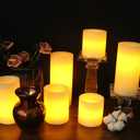 Eldnacele LED Flameless Flickering Candles Optical Fiber Wick with 10-Key Remote and Timer, Battery Operated Wax Candles Set of 6 Home Decoration(D3 x H3 4" 5" 6" 7")