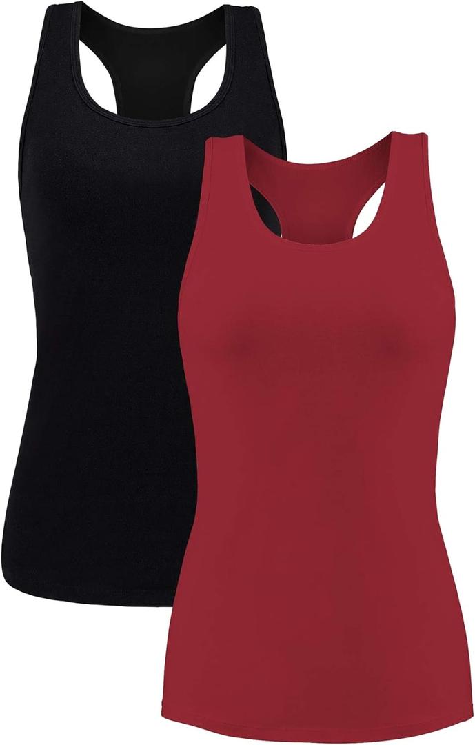 beautyin Women Tank Top with Shelf Bra Racerback Workout Yoga Tops Undershirt (Large)