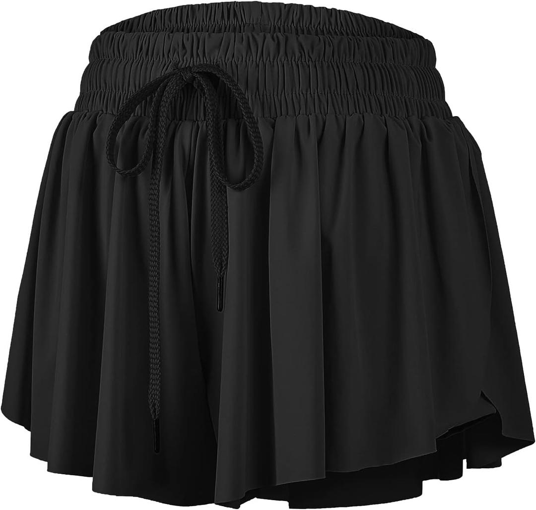 Blaosn Flowy Athletic Shorts for Women Gym Yoga Workout Running Short Pants Tennis Skort Skirt Cute Clothes Casual Summer (XS, Black)