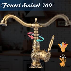 WEIJIANKANG Brass Kitchen Faucet Antique Single Handle Bathroom Faucet, Mixer Tap Bronze Multifunctional, 360 Degree Swivel Spout Bathroom Sink, Universal Splash Filter Lavatory Faucet
