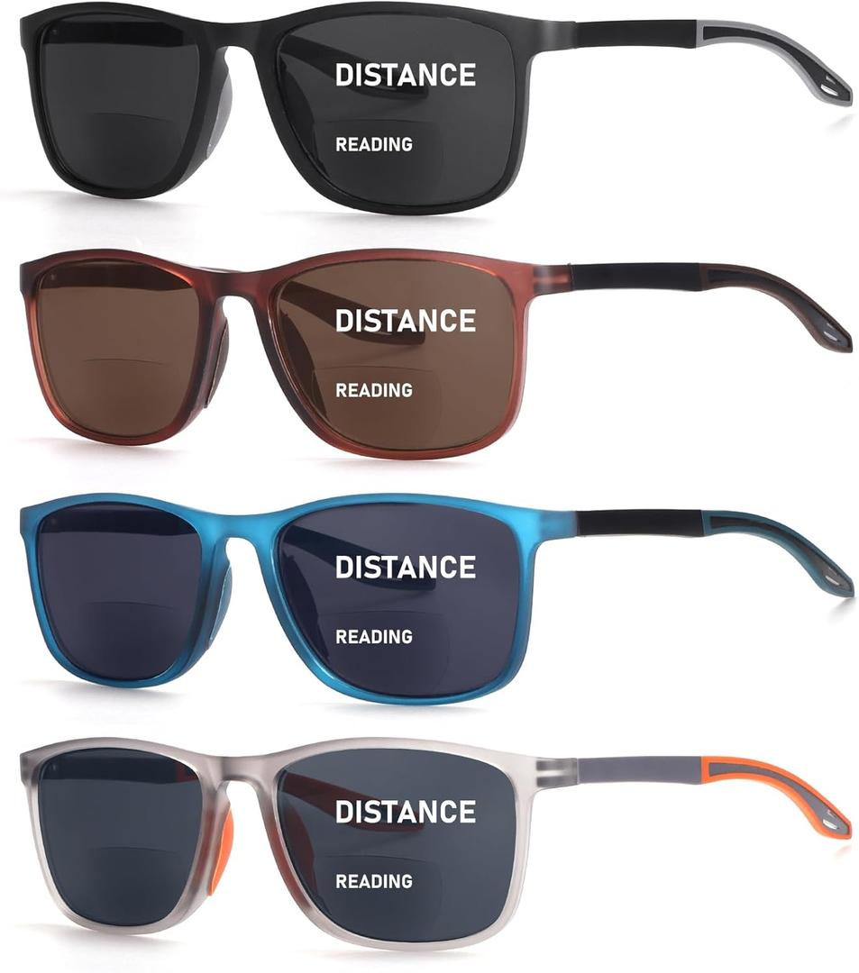 BLOEXCLU Bifocal Reading Sunglasses for Men UV400 Protection Outdoor Bifocals Sun Readers Men Women Reading Glasses 2.5