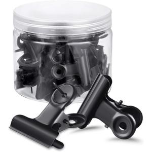 Outus 30 Pieces Push Pins Clips Thumb Tacks with Clips Cork Board Tacks for School Artworks Projects on Cork Photos Documents on Bulletin Board No Holes for The Paper(Black)