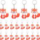 30 Pack Cute Fox Keychains Animal Keychains for kids Woodland Animal Party Favors Safari Baby Shower Decorations Fox Themed Birthday Party Bag Fillers School Carnival Rewards(Fox)