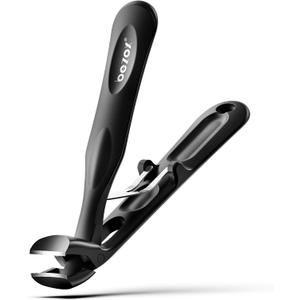 BEZOX Toenail Clippers for Thick Toenails Long Handle Toe Nail Clippers for Thick Nails for Seniors, Angled Head Heavy-Duty Nail Cutters - Black