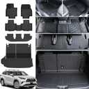 Floor Mat Cargo Mat for 2020-2024 2025 Toyota Highlander 7 Seat Car Mat Accessories(Both Hybrid and Gas), All Weather TPE Cargo Liner Trunk Mat with Backrest Mat(20-25 Highlander-Full Set)