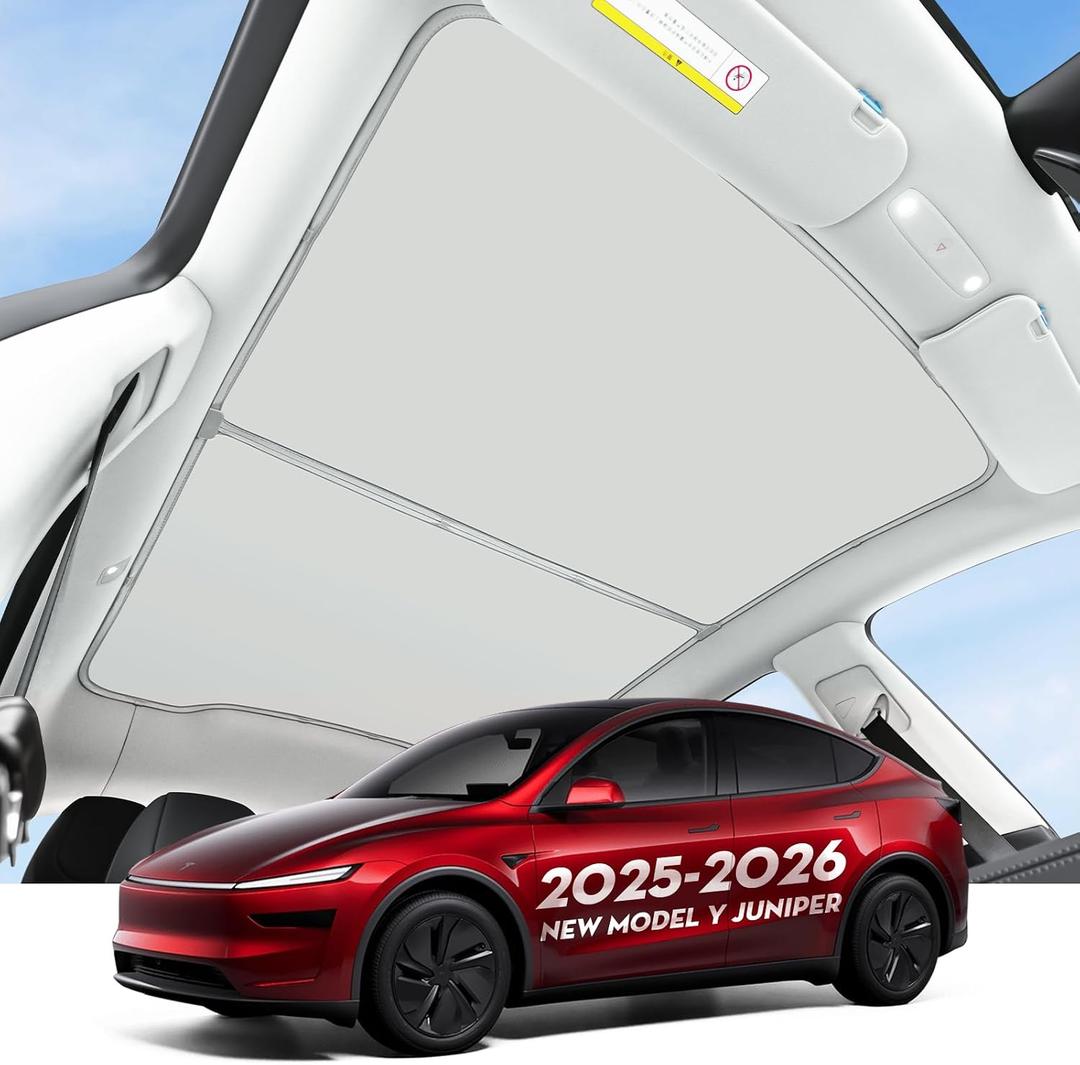 Roof Sunshade for Tesla Model Y Juniper 2026, Upgraded [Sag-Free] Sunroof Shade Roof Sun Shades for New Model Y Juniper Accessories [Heat Insulation/Reflection] 16Pcs Clips