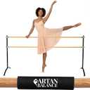 Artan Balance Portable Ballet Barre, Freestanding Height-Adjustable Bar for Home or Studio, Single or Double, Kids and Adults, 5FT Double, Black