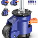 Leveling Stem Casters Set of 4 Heavy Duty Retractable Caster Wheels, 1/2" and M12 Stem Size, Total Capacity 1650 Lbs, Adjustable Wheel with Ratchet Handle for Workbench, Cabine, Machine, etc