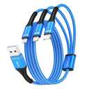 Multi Charging Cable 2Pack 4FT, 3 in 1 Charger Cable Braided Universal Phone Charging Cord with Lightning/Type C/Micro USB Ends, Multiple USB Cable for iPhone/Samsung/Google Cell Phones and More