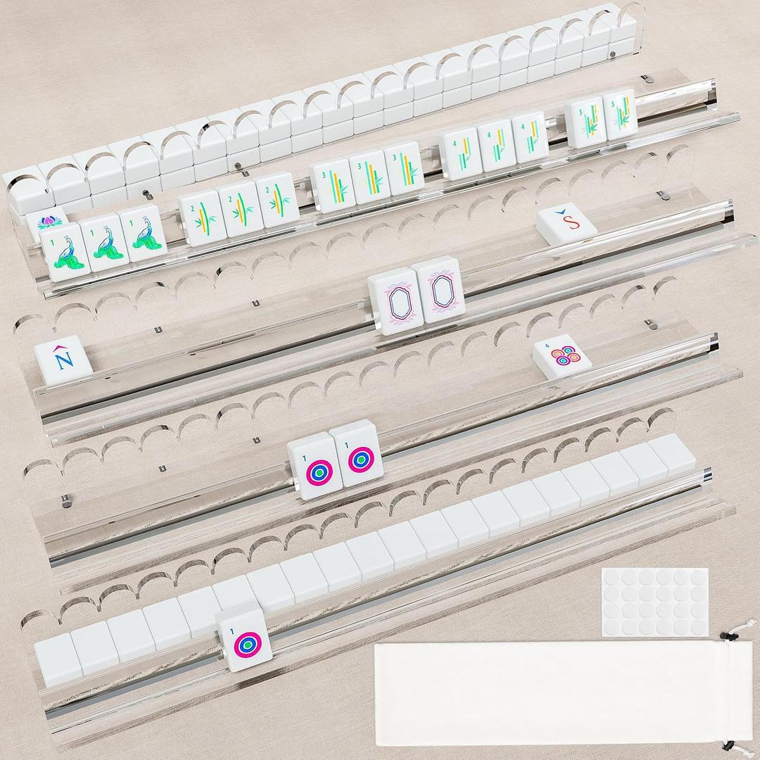 18.5in Acrylic Mahjong Racks with Pushers Set of 4