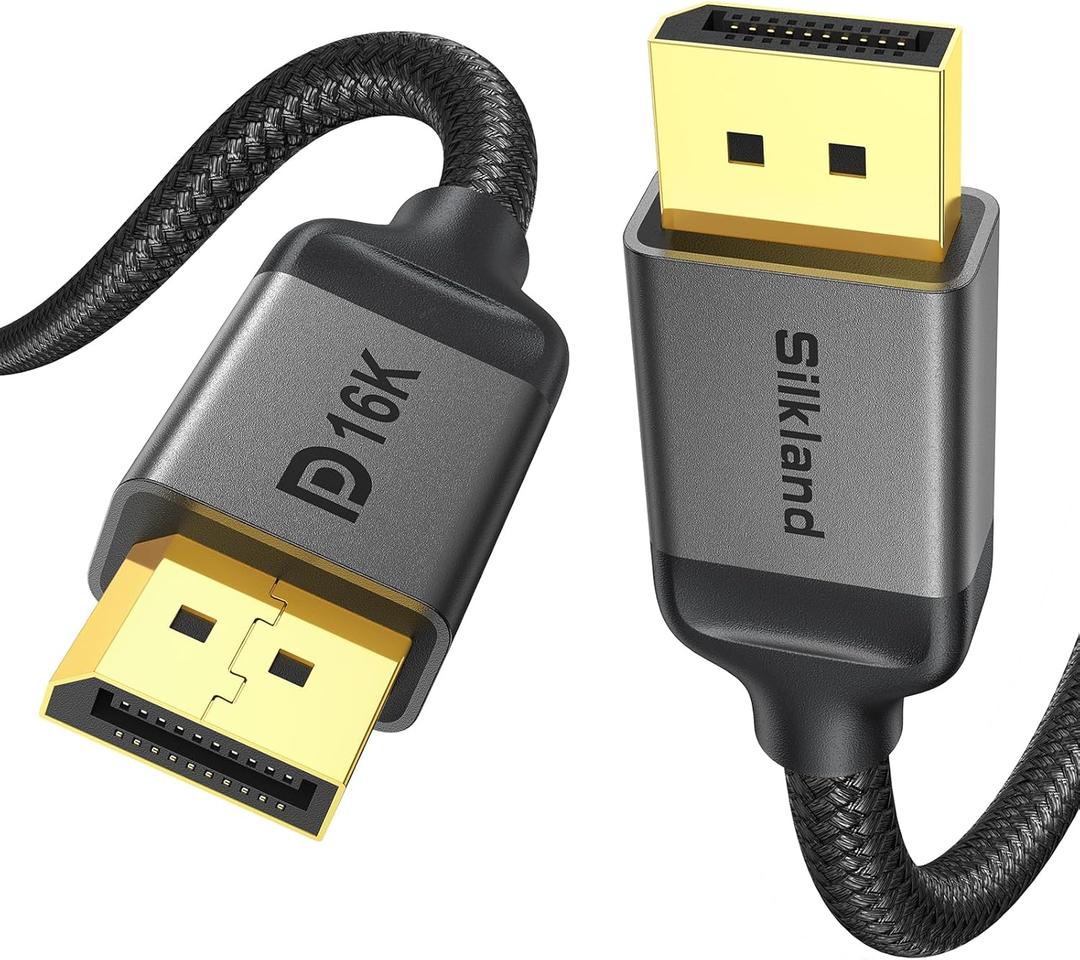Silkland VESA Certified DisplayPort 2.1 Cable, DP 2.1 Cable 3.3FT [16K@30Hz, 8K@120Hz, 4K@240Hz ] 40Gbps HDR, HDCP DSC 1.2a, Display Port 2.1 Cord Compatible FreeSync G-Sync Gaming Monitor