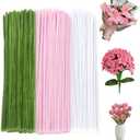 300 Pcs Thick Pipe Cleaners Craft Supplies 3 Assortment Pastel Pink,White,Green Color Chenille Stems for Art and Craft Projects Creative DIY Decorations,Gifts for Mom (Lily color-300pcs)