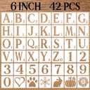 6 Inch Letter Stencils Numbers Craft Stencils, 42 Pcs Reusable Plastic Alphabet Drawing Templates for Painting on Wood, Wall, Fabric, Rock, Signage, Door Porch, DIY Art Projects