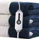 Electric Heated Blanket 72"x84" Full Size for Safe All Night Rest, Dual-Sided Microplush Sherpa for Bedroom Couch Use, 4 Heat Settings & 10 Hours Auto Off Energy Saving, Machine Washable-Dark Blue