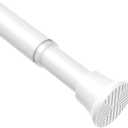 AIZESI Spring Tension Curtain Rod 23 to 48 Inch, 1Pcs White Tension Rod Tension Curtain Rod, Spring Tension Rod No Drilling Adjustable Curtain Rod Spring Loaded Curtain Rods
