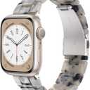 V.R.HOPE Resin Watch Band Compatible with Apple Watch Band for Women 38mm 40mm 41mm 42mm Starlight Fashion Lightweight Bracelet Strap for iWatch Series 11/10/9/8/7/6/5/4/3/2/1/SE3(Ink White Starlight)