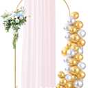 Metal Arch Backdrop Stand with 50 Balloons & Balloon Chain, 4ft(W) x 7.2ft(H) Gold Wedding Arch Frame for Ceremony, Birthday Party, Baby Shower, Garden Decor