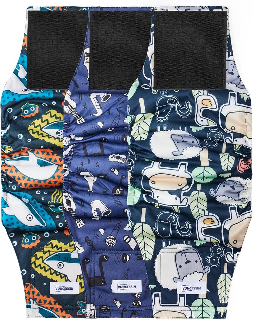 Washable Male Dog Diapers Reusable, Premium Dog Belly Bands for Male Dogs Medium, Pack of 3, High Absorbing Male Dog Pee Wraps for Doggie in Incontinence or Excitable Urination and Training(M)