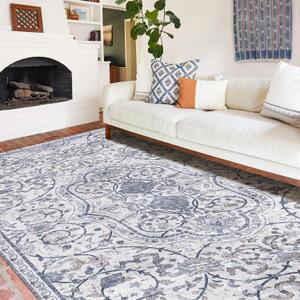 Area Mat for Living Room, 5'x8' Waterproof Vintage Print Floor Mat for Bedroom Kitchen, Stain Resistant Non-Slip Rug for Under Dining Table, Soft Floor Play Pad for Baby Spills, Pet Accidents