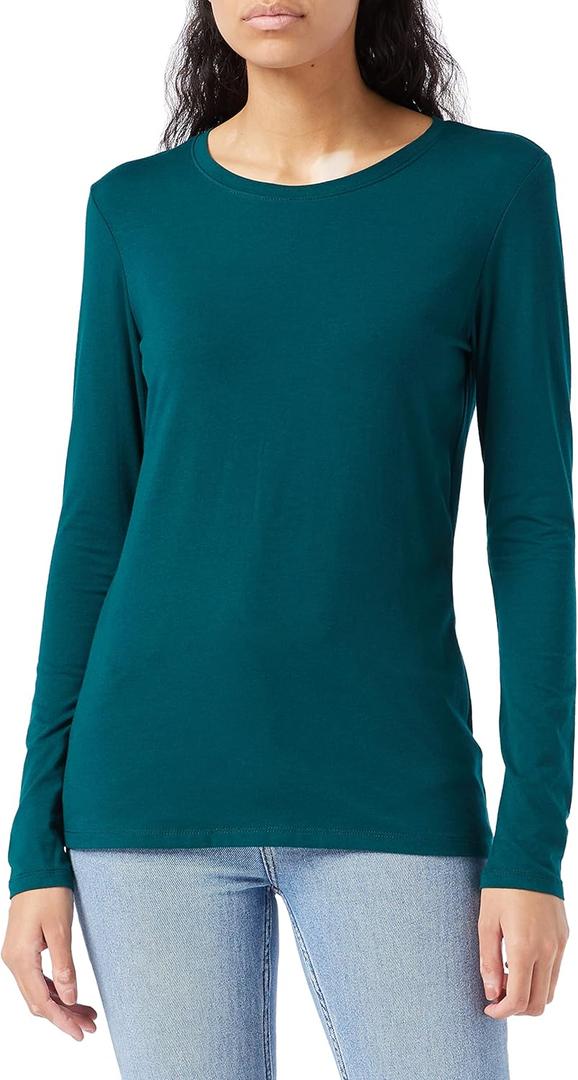 Amazon Essentials Womens Regular-Fit Long-Sleeve Crewneck T-Shirt (Available in Plus Size) (Green, XL)