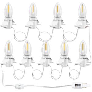 kzfuli Christmas Village Lights, C7 Blow Molded Light Cord with 9 LED Bulb.11.8Feet Suitable for Christmas Village Houses, Halloween HolidayHoliday Lighting - Warm Light