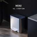 simplehuman Mini Step Can, 16L / 4.3 Gallon Trash Can for Home Offices, Hotel Rooms, Bedrooms, Liner Pocket®, Sleek Internal Hinge, 150,000-Step Pedal, Lid Shox® Silent Close, Brushed Stainless Steel