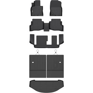 GINOWY-Floor Mats & Cargo Liner Set for Mazda CX9 2016-2023, 7 Passenger, Bench Seat, All Weather Mats Cargo Trunk Mat Waterproof Car Mats for Mazda CX-9 Accessories Custom Fit