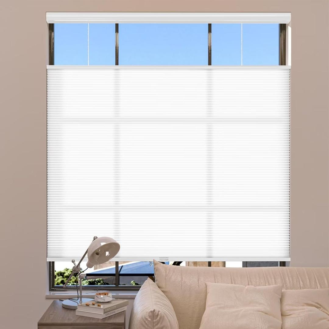 MYshade Top Down Bottom Up Shades Light Filtering Shade Cordless Blinds for Indoor Windows Honeycomb Cellular Sheer Window Blinds & Shades Easy to Install 23" W X 50" H (White)