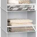 Simple Houseware 3 Shelf Hanging Closet Organizer with Front Stopper, Light Green