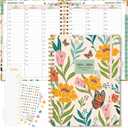 2025-2026 Appointment Book, Hardcover Planner 15 Months Weekly and Monthly (October 2025 - December 2026), 8.5"x11" Daily Hourly Planner 60-Minute time Slots, Spiral Calendar Schedule Book for Work School Teacher Student, Orange Floral