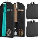 2 Pack Heavy Duty Garment Bags for Travel Suit Bags, Dress Bags, Garment Bags for Hanging Clothes with Pockets Men's Suit Holder for Cospaly, Shirts, Coats, Dresses (Black, 2Pack 43")