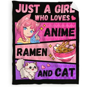 Girls Blanket Gifts - 40x50 Inches Cute Throw Blanket for Kids Teens - Soft Flannel Throws for Casual - Black Blankets for Couch Sofa Travel