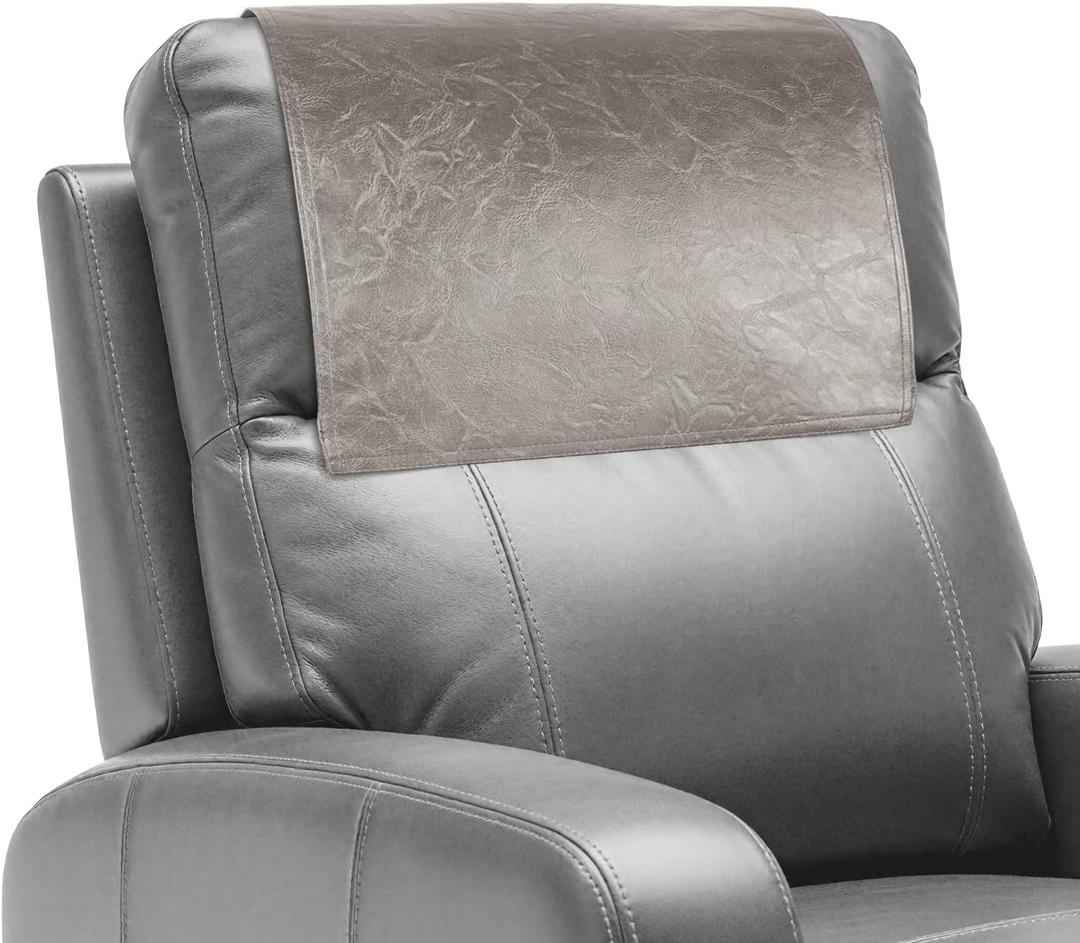 Recliner Headrest Protector,Non Slip Waterproof Headrest Cover,Leather Recliner Headrest Cover for Sofa,Furniture,Living Room,Office Chair (Taupe) (Hook & Loop)