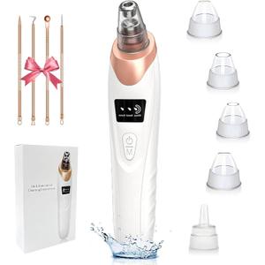 2026 Blackhead Remover with 5 Suction Heads & 4 Gold Extractor Needles, Electric Blackhead Vacuum Pore Vacuum for Deep Facial Cleaning, USB Rechargeable for Women & MenKhaki
