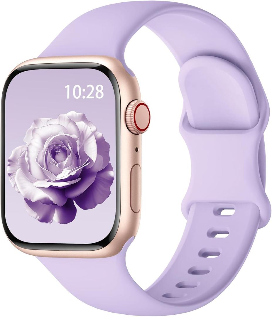 Sport Silicone Band Compatible with Apple Watch Bands 40mm 38mm 41mm 44mm 45mm 46mm 42mm 49mm for Women Men, Soft Wristband Water-proof Strap for iWatch Bands Series 11 10 9 8 7 6 5 4 3 2 1 Ultra SE