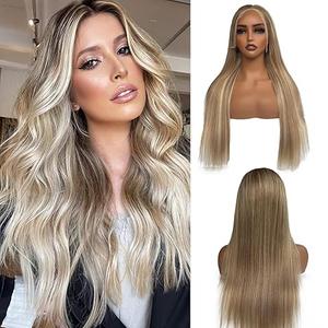 Belaved Highlight Lace Front Wigs Human Hair 13x6 Straight HD Transparent Lace Front Wig Ombre Ash Brown to Blonde