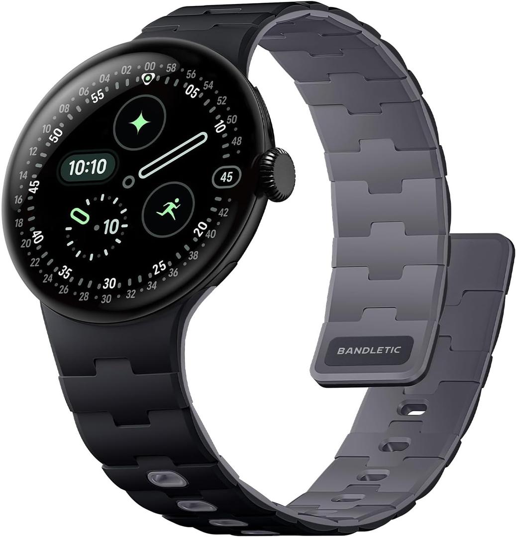 Bandletic Magnetic Silicone Bands Compatible with Google Pixel Watch 4/3/2/1 41mm for Women and Men, Rugged Soft Sport Strap Replacement Wristband